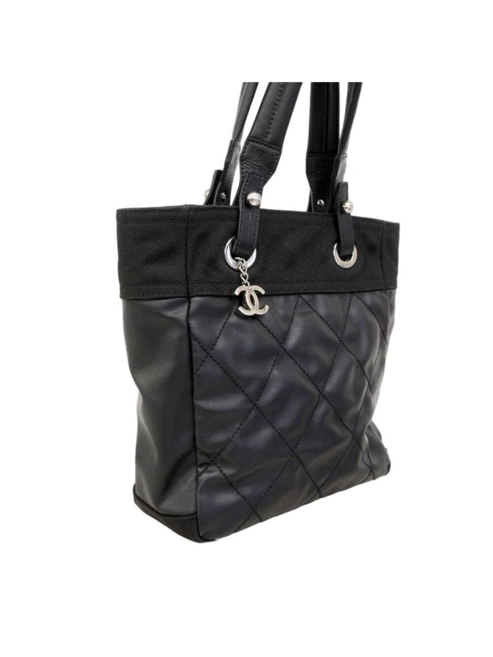 Chanel Tote Paris Biarritz Canvas Black Silver - Picture 2 of 10